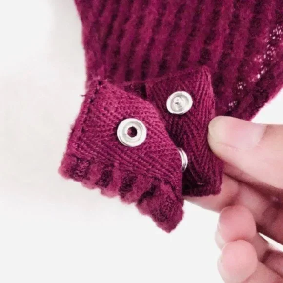 Socialite Bodysuit L NWT Waffle Knit Split V-neck Maroon Warm Fall Winter Cozy - Picture 6 of 10